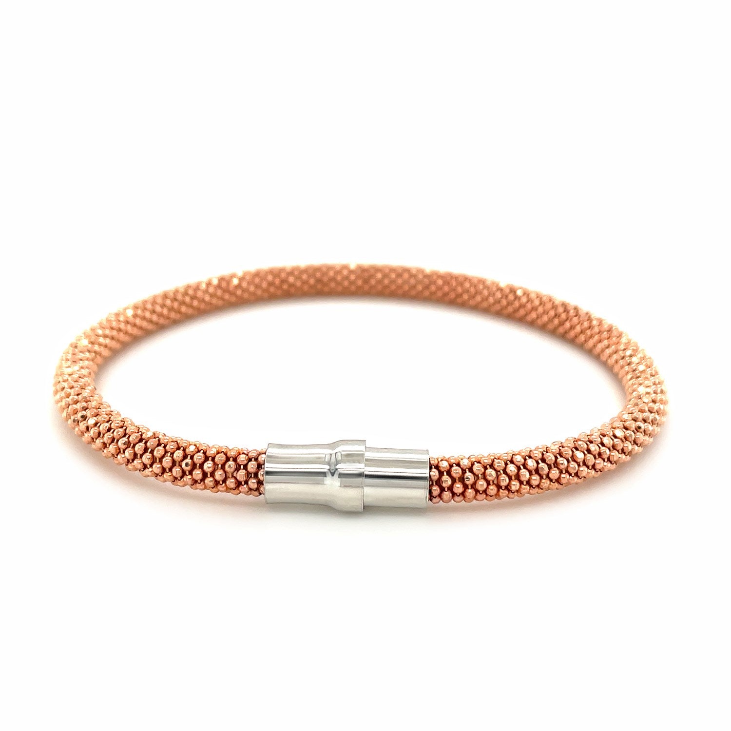 Sterling Silver Rhodium Plated Rose Gold Plated Popcorn Bangle