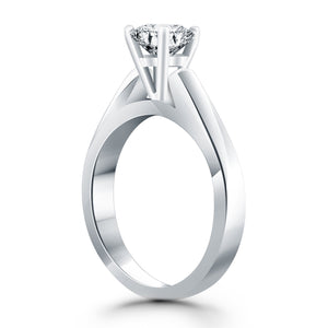 14k White Gold Wide Cathedral Solitaire Engagement Ring