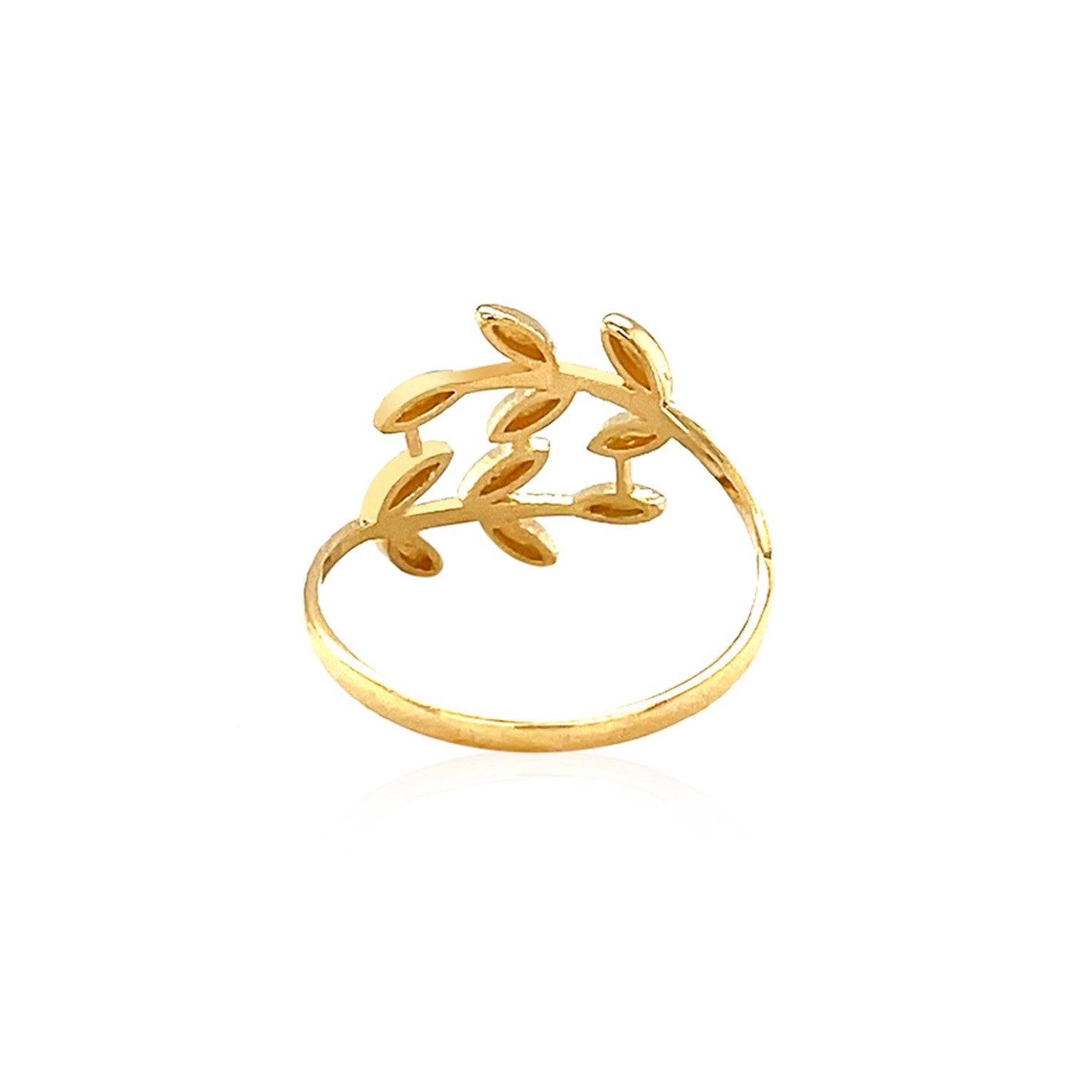 14k Two Tone Gold Crossover Ring with Textured Leaves