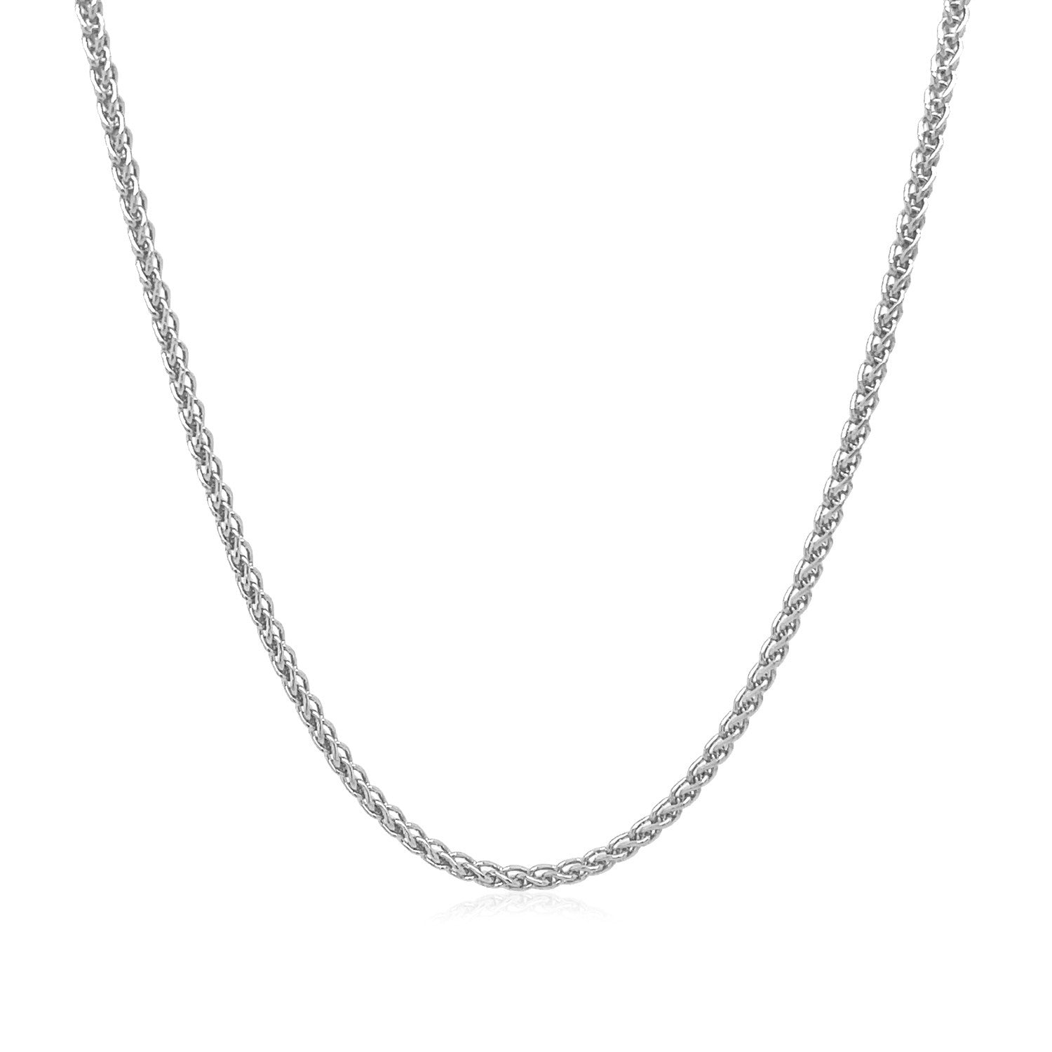 14k White Gold Round Wheat Chain 1.5mm