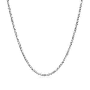 14k White Gold Round Wheat Chain 1.5mm