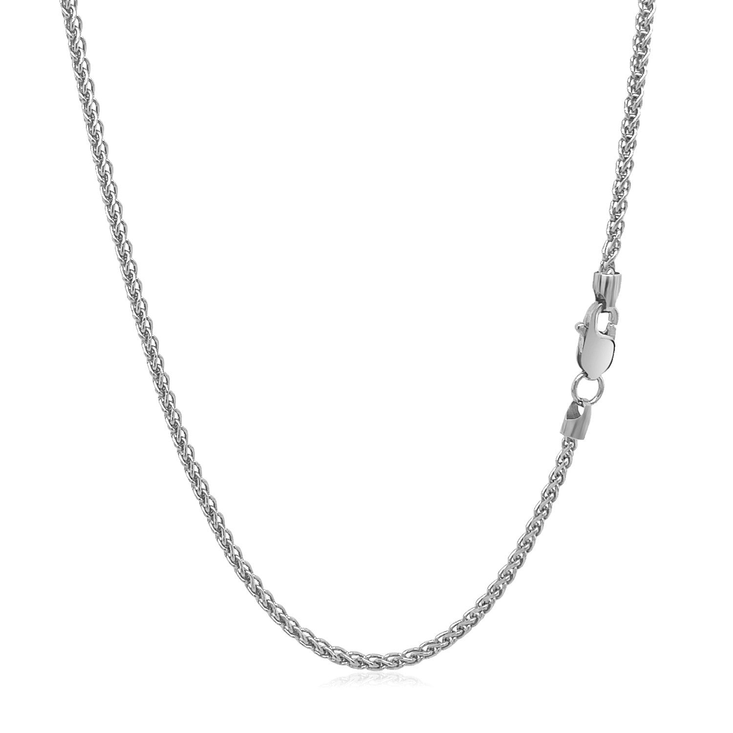 14k White Gold Round Wheat Chain 1.5mm