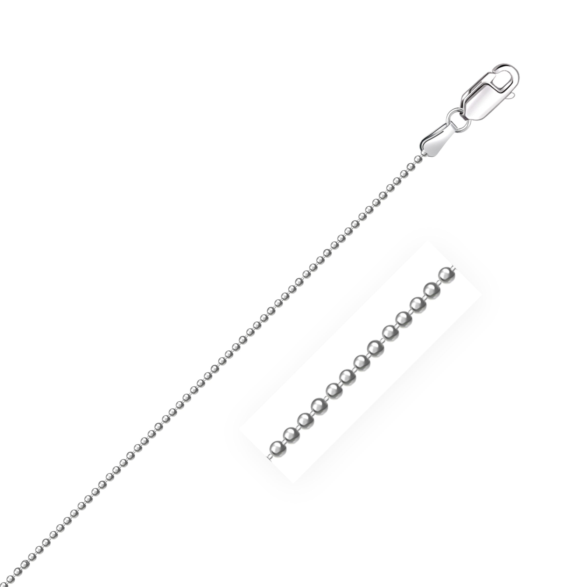 14k White Gold Diamond-Cut Bead Chain 1.2mm