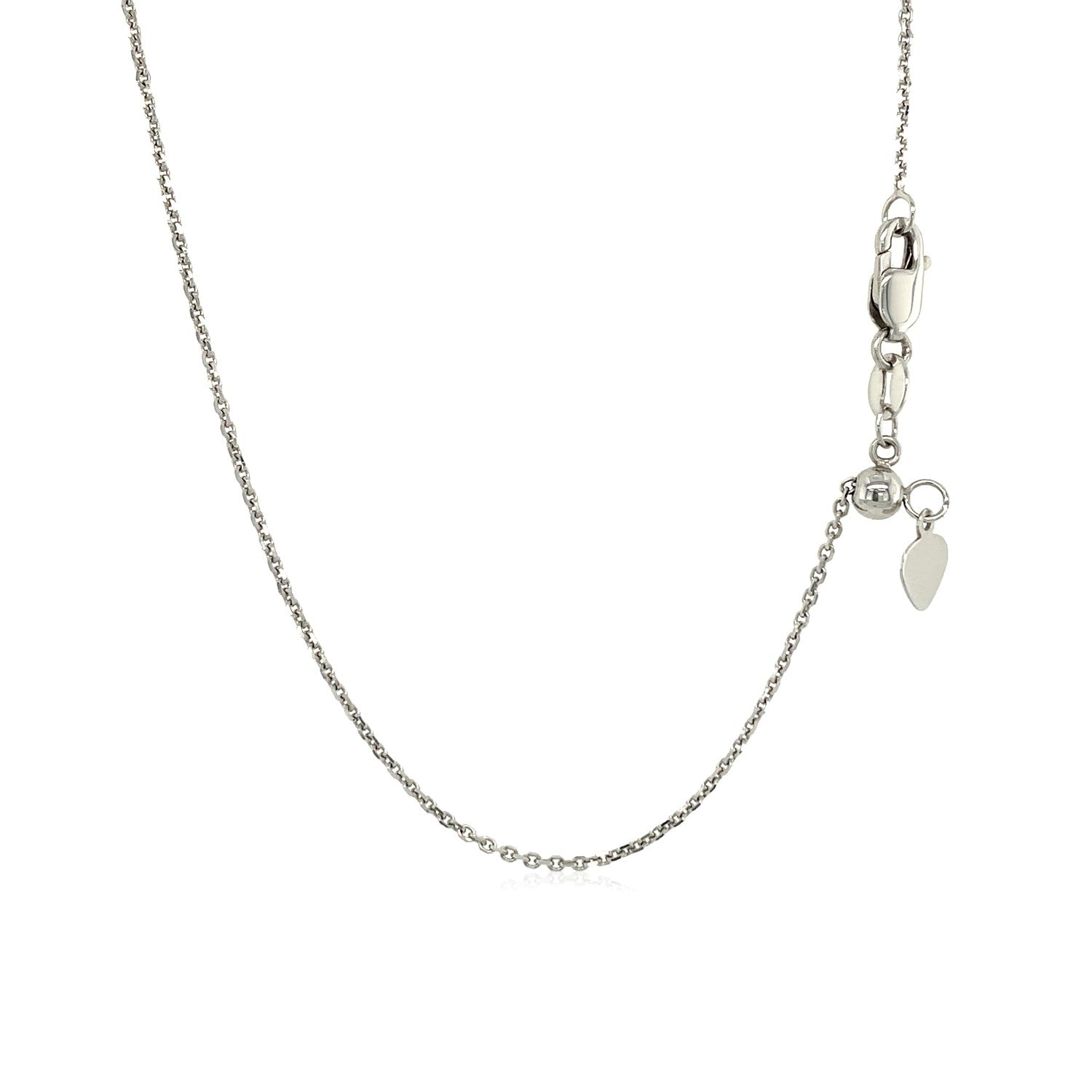 14k White Gold Adjustable Cable Chain 0.9mm