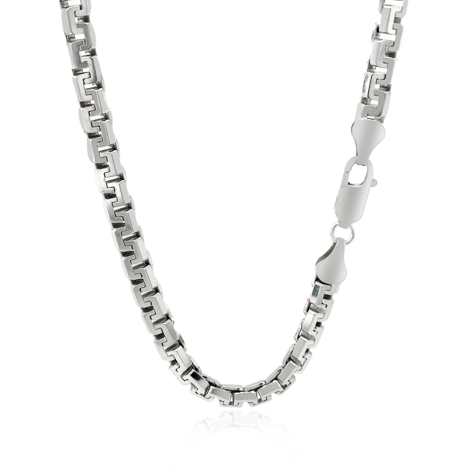 Sterling Silver Rhodium Plated Greek Box Chain 5.5mm