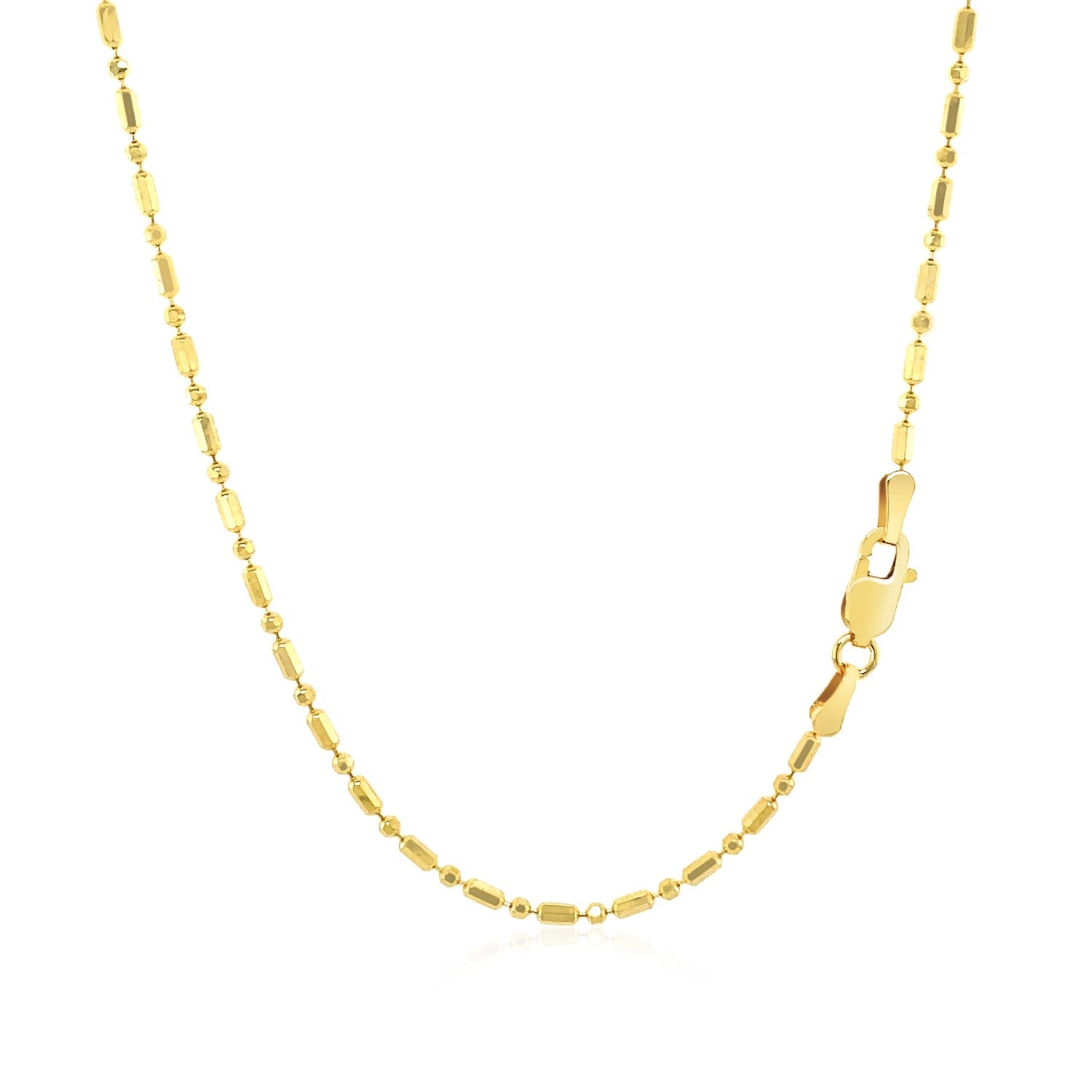 14k Yellow Gold Diamond-Cut Alternating Bead Chain 1.5mm