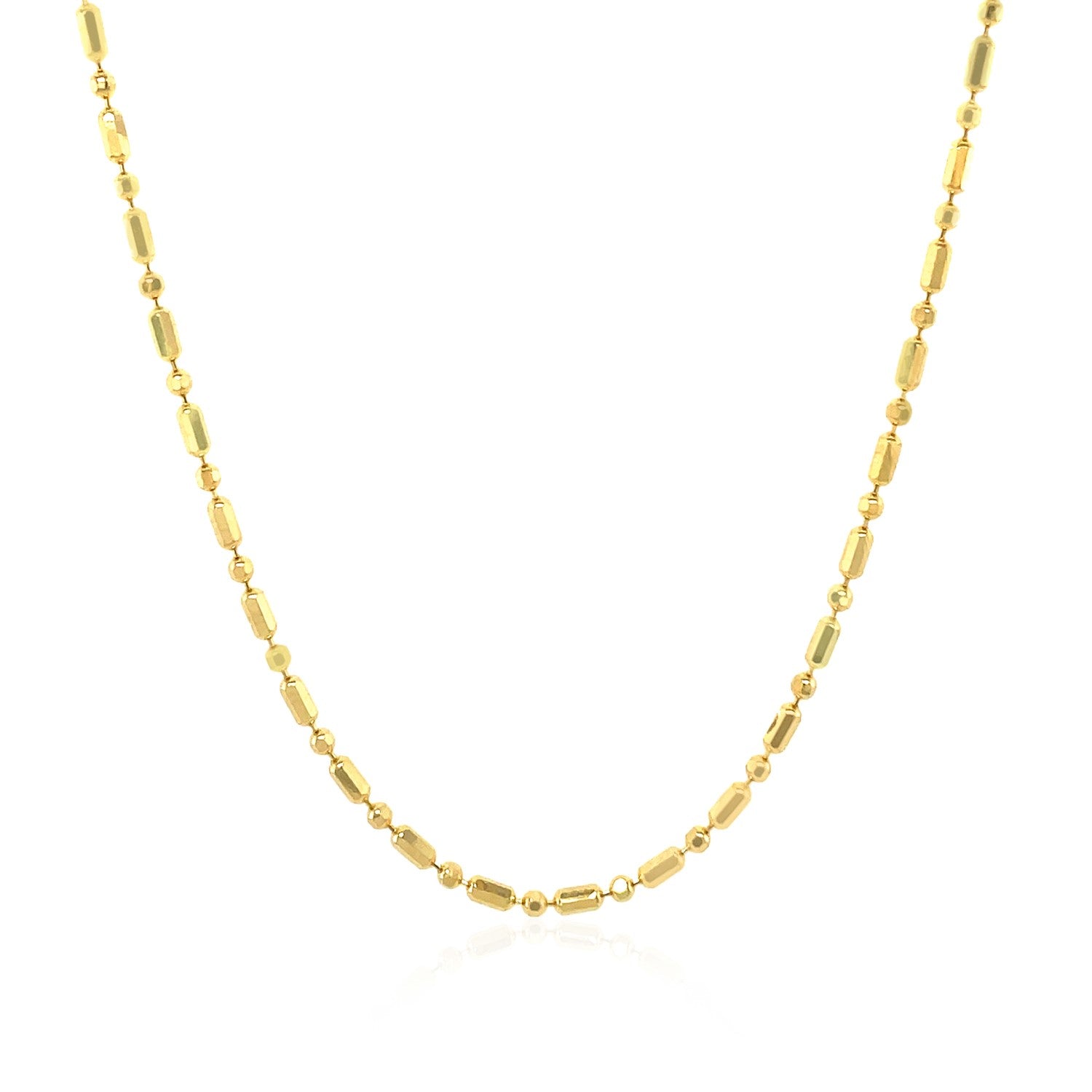 14k Yellow Gold Diamond-Cut Alternating Bead Chain 1.5mm