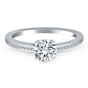 14k White Gold Channel Set Cathedral Engagement Ring