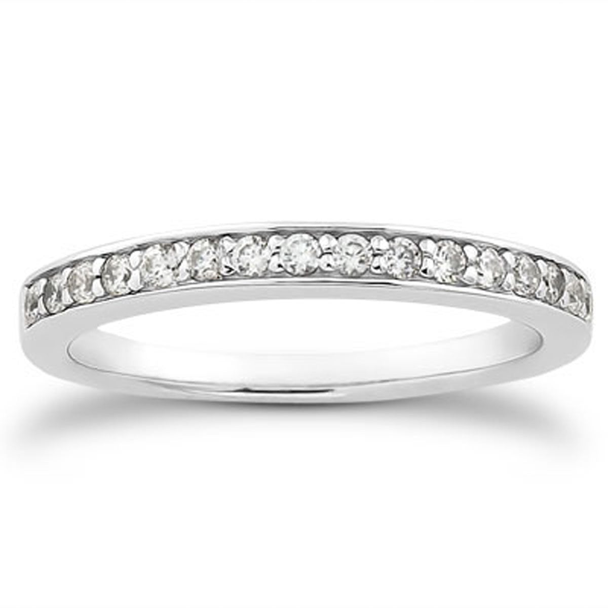 14k White Gold Pave Diamond Wedding Ring Band Set 1/2 Around