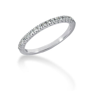 14k White Gold Engraved Fishtail V Pave Diamond Wedding Ring Band