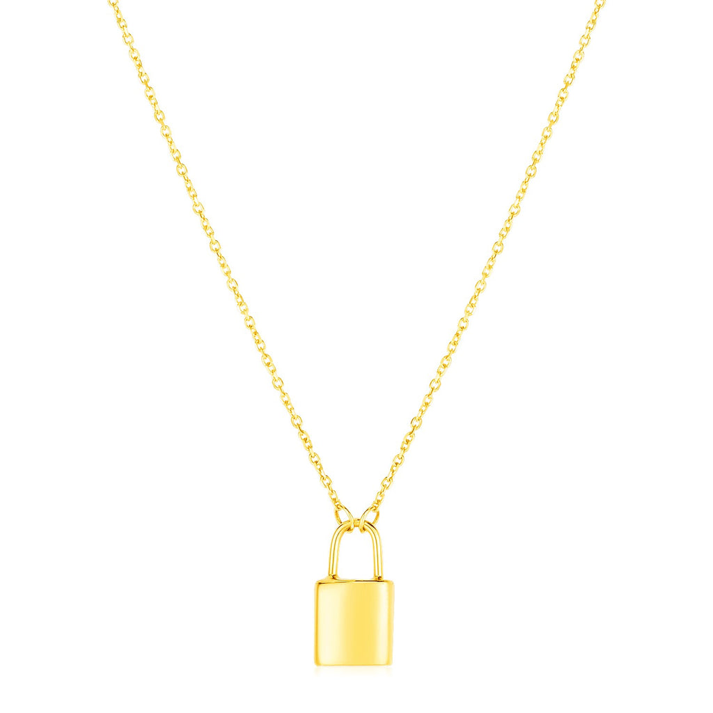 14k Yellow Gold Padlock Necklace