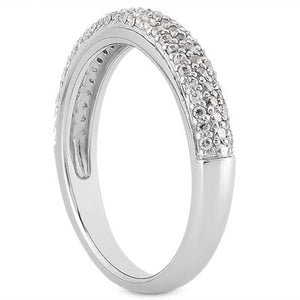 14k White Gold Triple Multi-Row Micro- Pave Diamond Wedding Ring Band