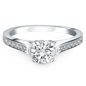 14k White Gold Pave Diamond Cathedral Engagement Ring