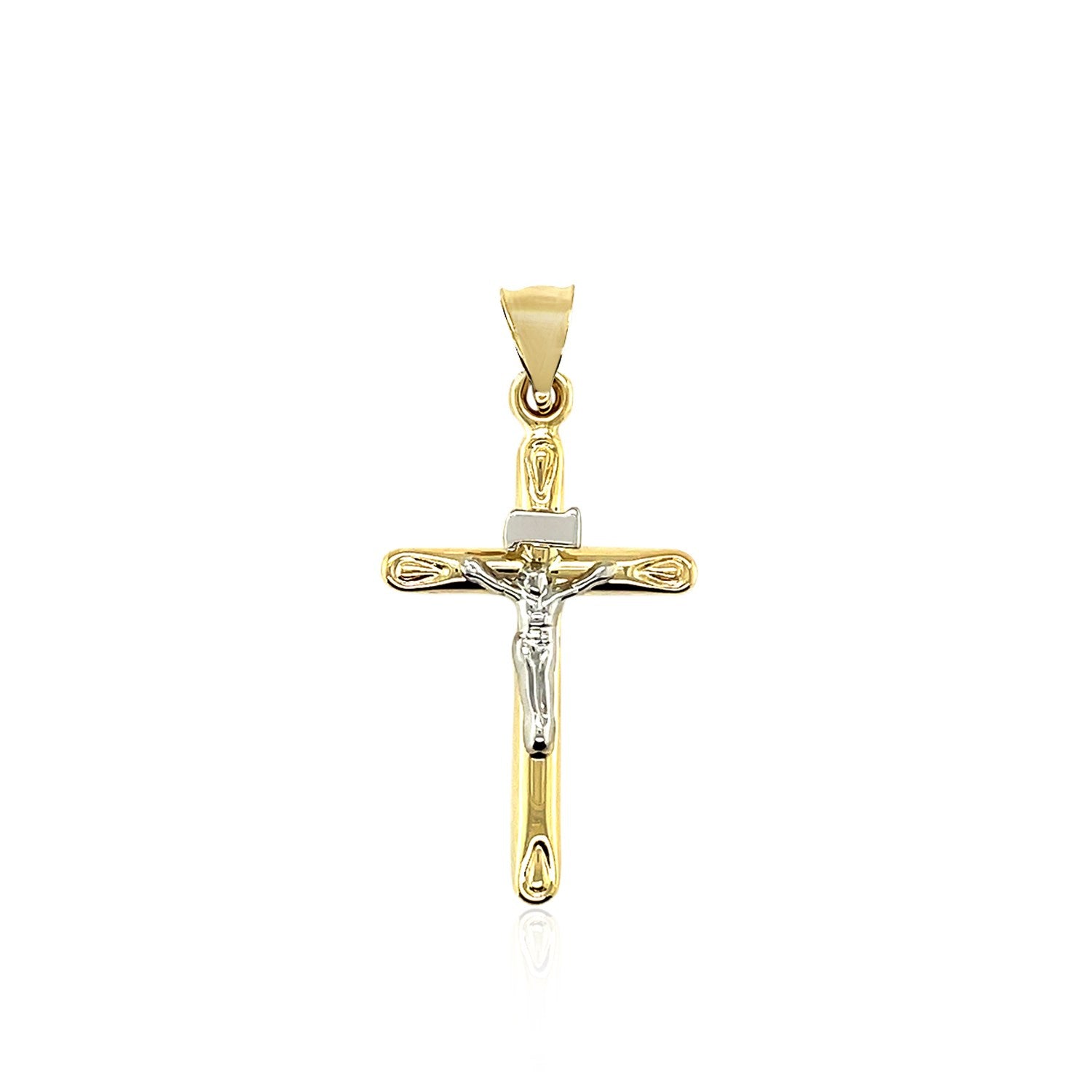 14k Two Tone Gold Cross Pendant