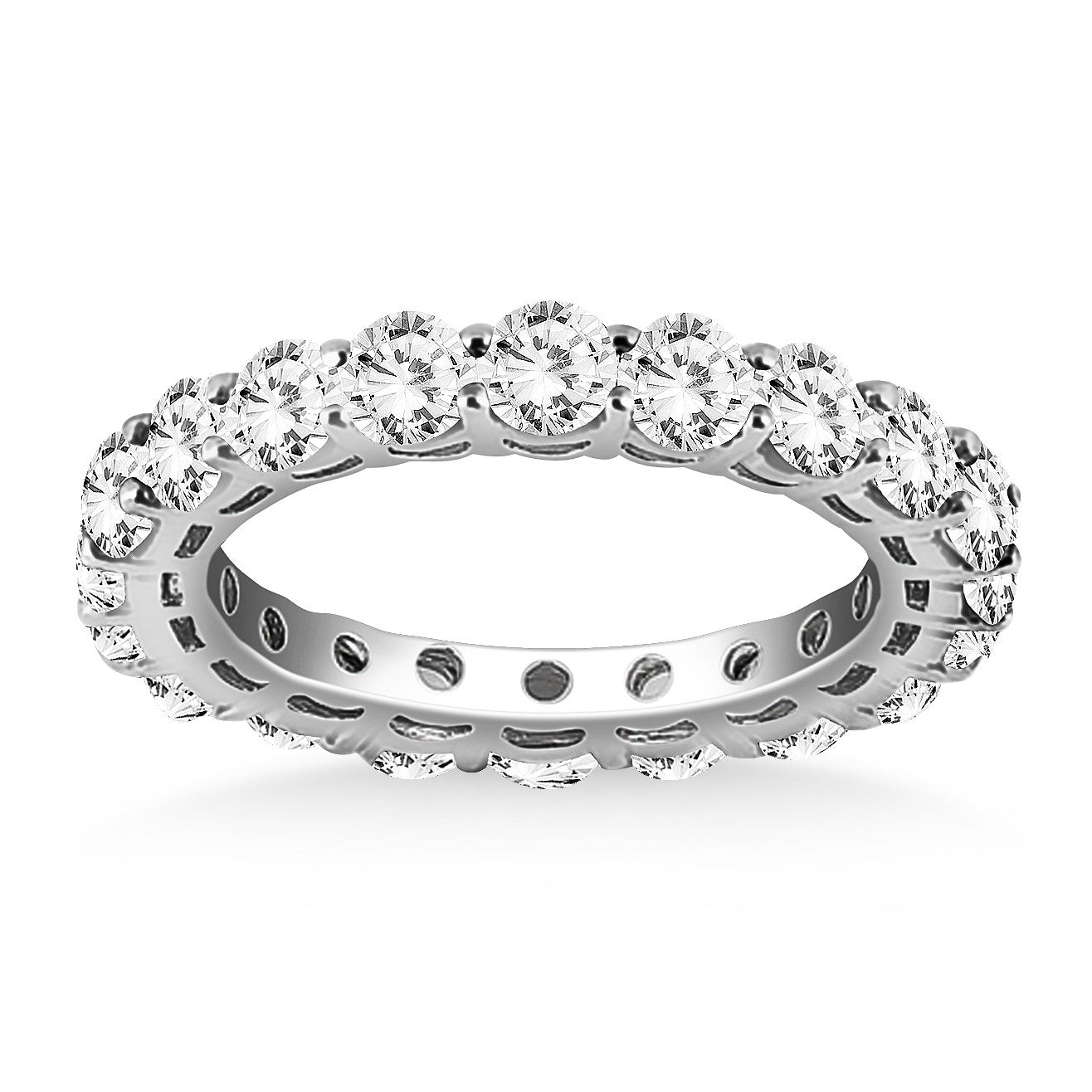 14k White Gold Shared Prong Round Cut Diamond Eternity Ring