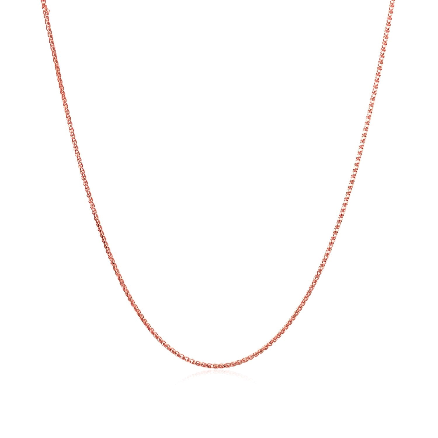 14k Rose Gold Diamond Cut Round Wheat Chain 0.6mm