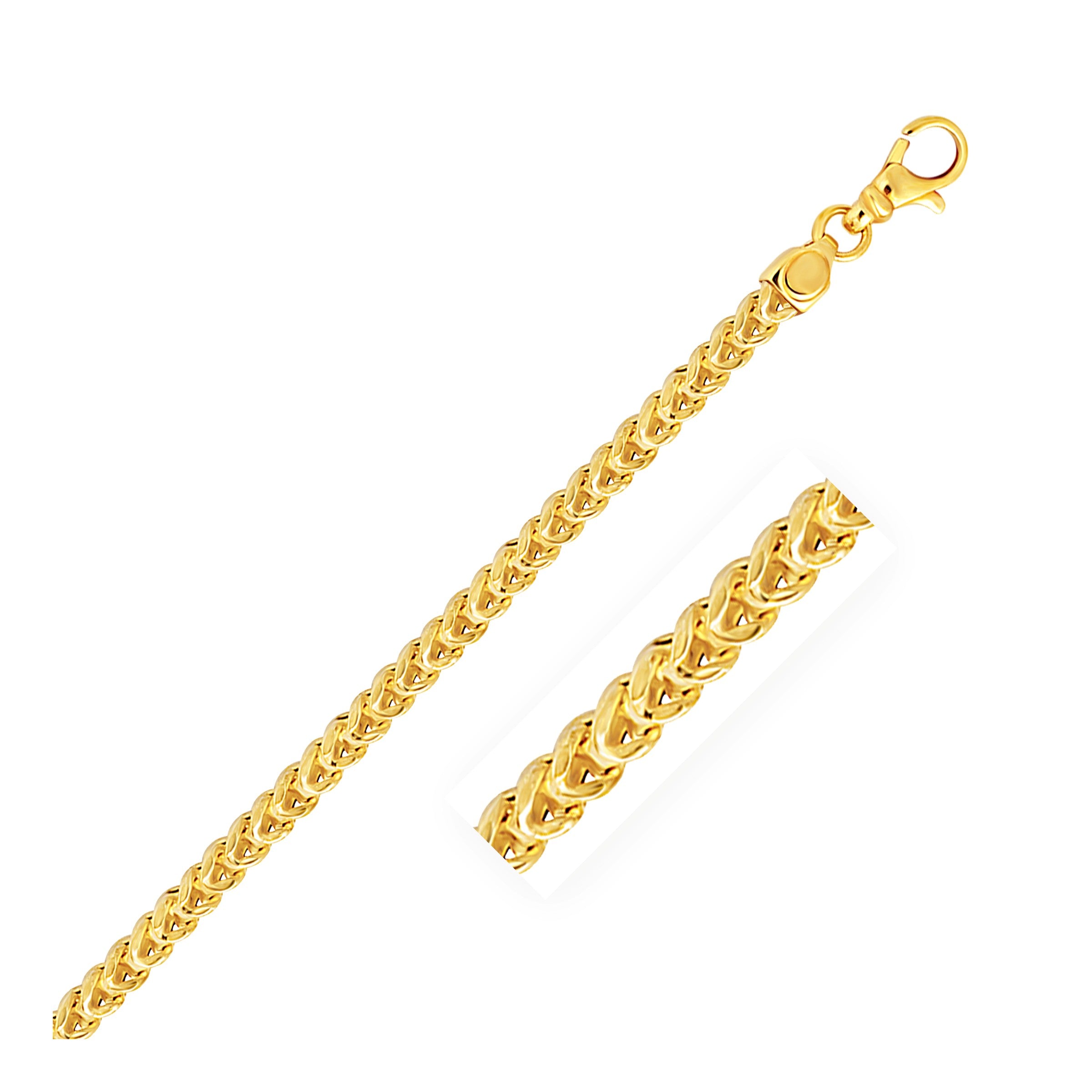 3.9mm 14k Yellow Gold Square Franco Chain