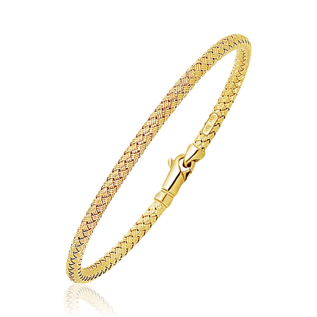 Fancy Weave Bangle in 14k Yellow Gold (3.0mm)