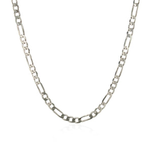 3.0mm 14k White Gold Solid Figaro Chain