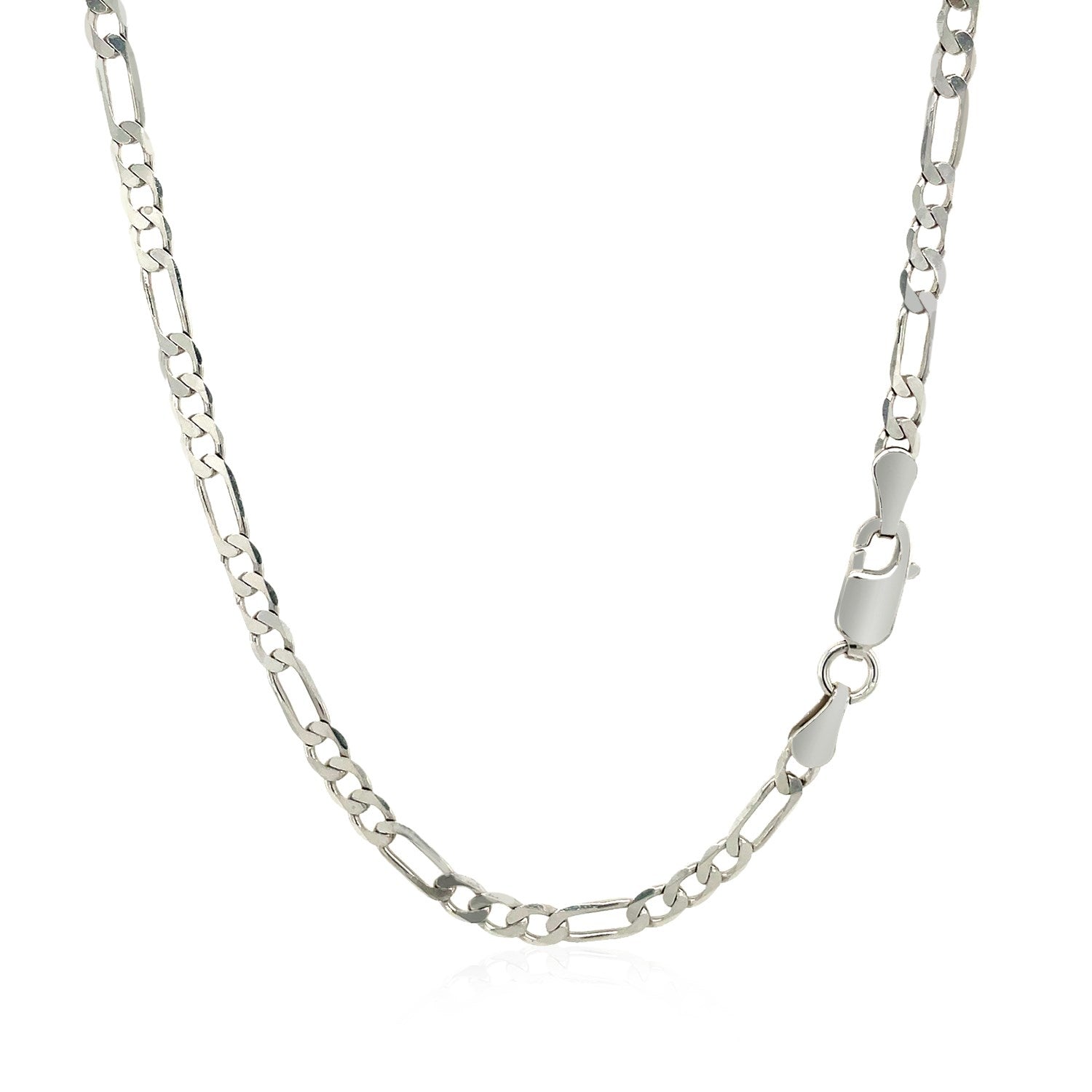 3.0mm 14k White Gold Solid Figaro Chain