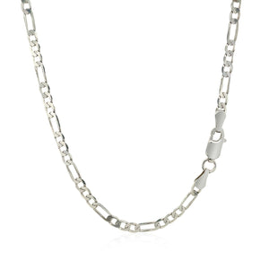 3.0mm 14k White Gold Solid Figaro Chain