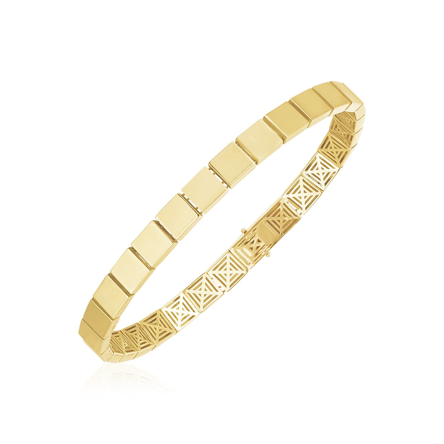 14k Yellow Gold High Polish Square Edge Link Bracelet