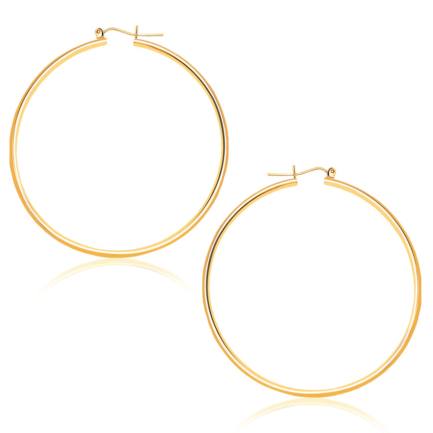 14k Yellow Gold Polished Hoop Earrings (45 mm)