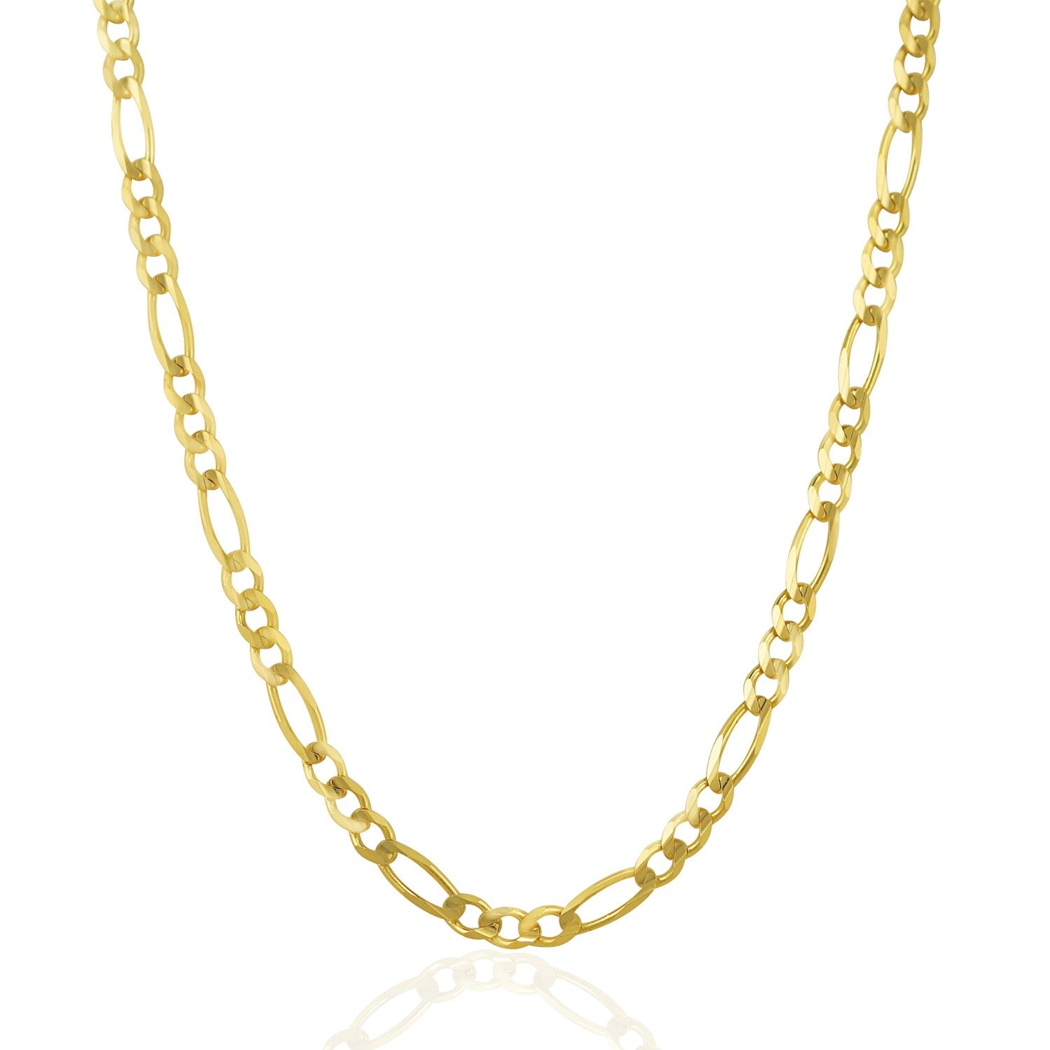 4.5mm 14k Yellow Gold Solid Figaro Chain