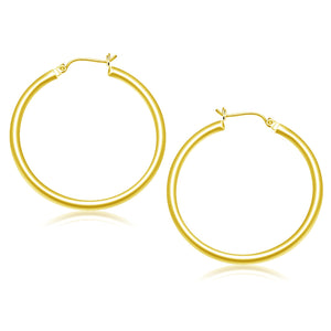 14k Yellow Gold Polished Hoop Earrings (40 mm)