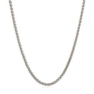 2.1mm 14k White Gold Round Wheat Chain