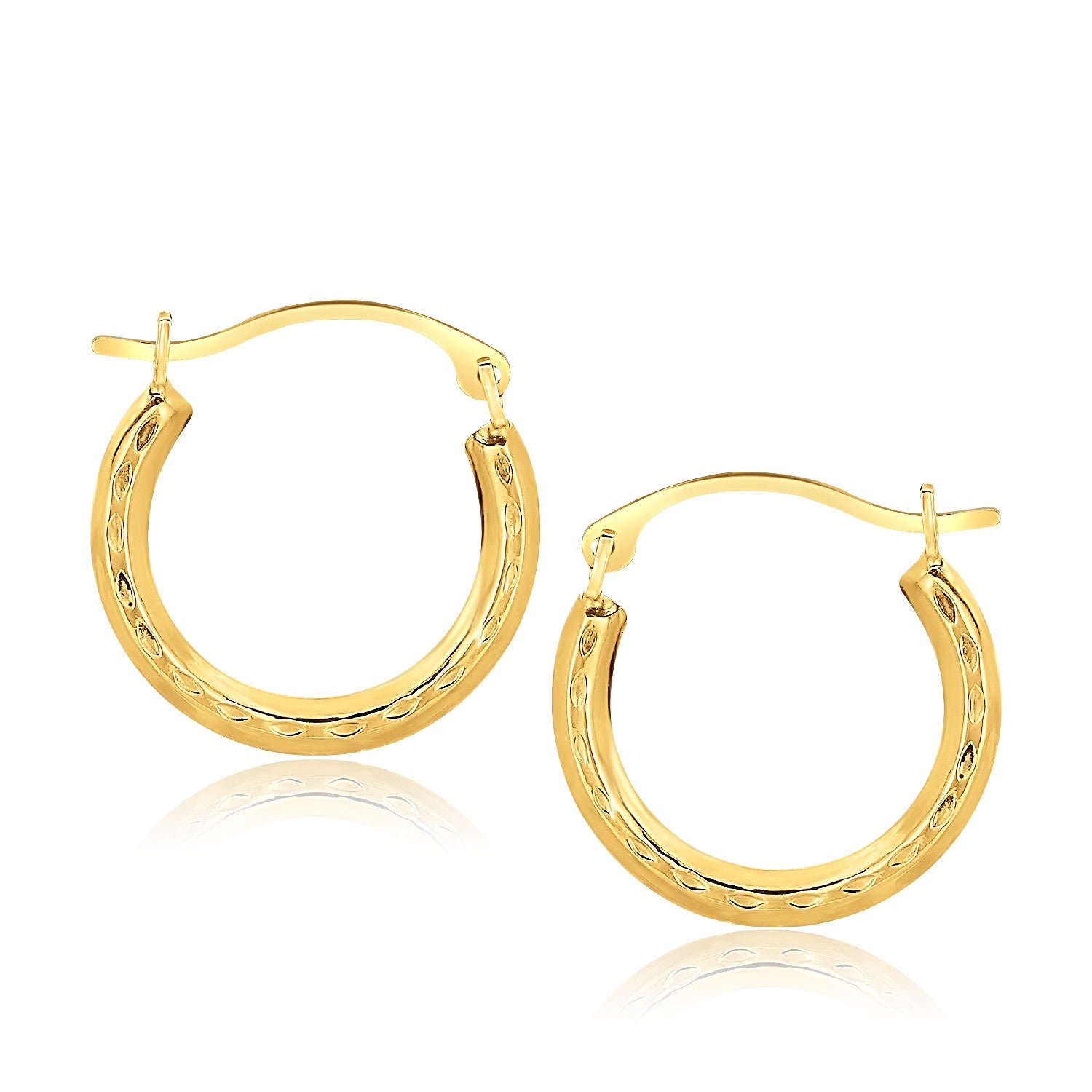 10k Yellow Gold Fancy Hoop Earrings