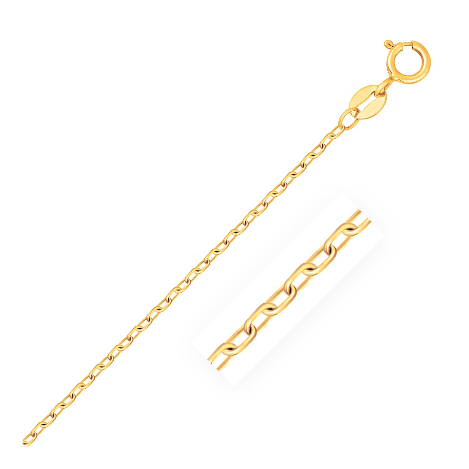 14k Yellow Gold Faceted Cable Link Chain 1.3mm