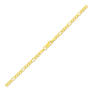 2.8mm 14k Yellow Gold Figaro Anklet