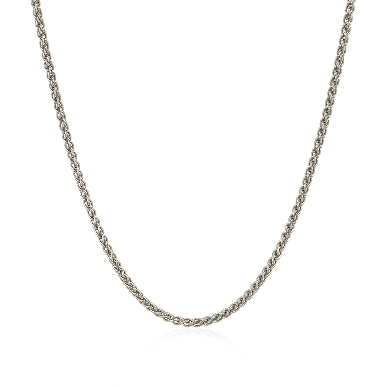 Sterling Silver Rhodium Plated Wheat Chain 1.3mm