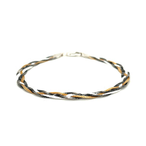 Sterling Silver Multi Tone Braided Snake Motif Bracelet