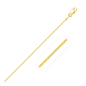 14k Yellow Gold Diamond Cut Round Wheat Chain 1.0mm