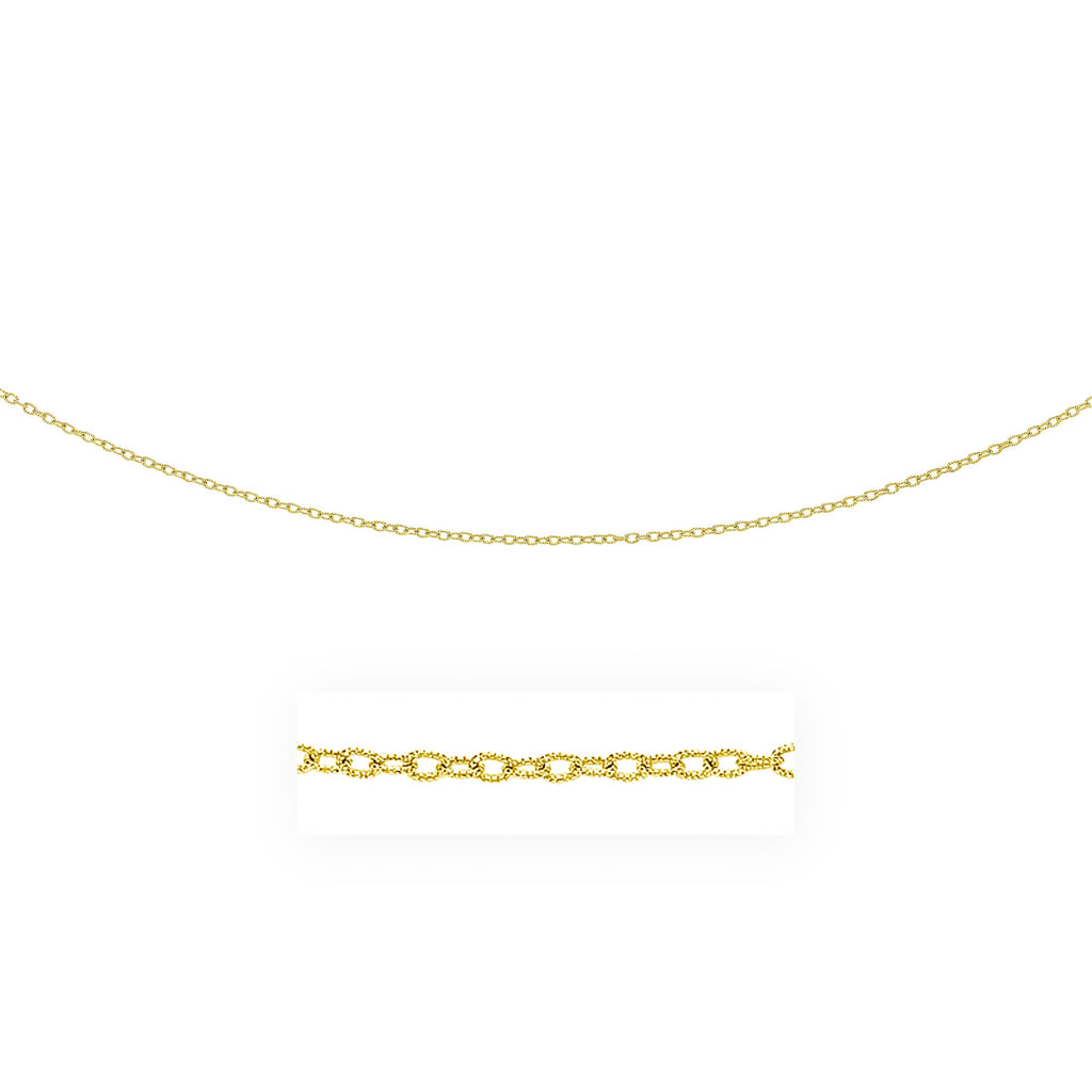 2.5mm 14k Yellow Gold Pendant Chain with Textured Links