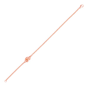 14k Rose Gold Chain Bracelet with Polished Knot