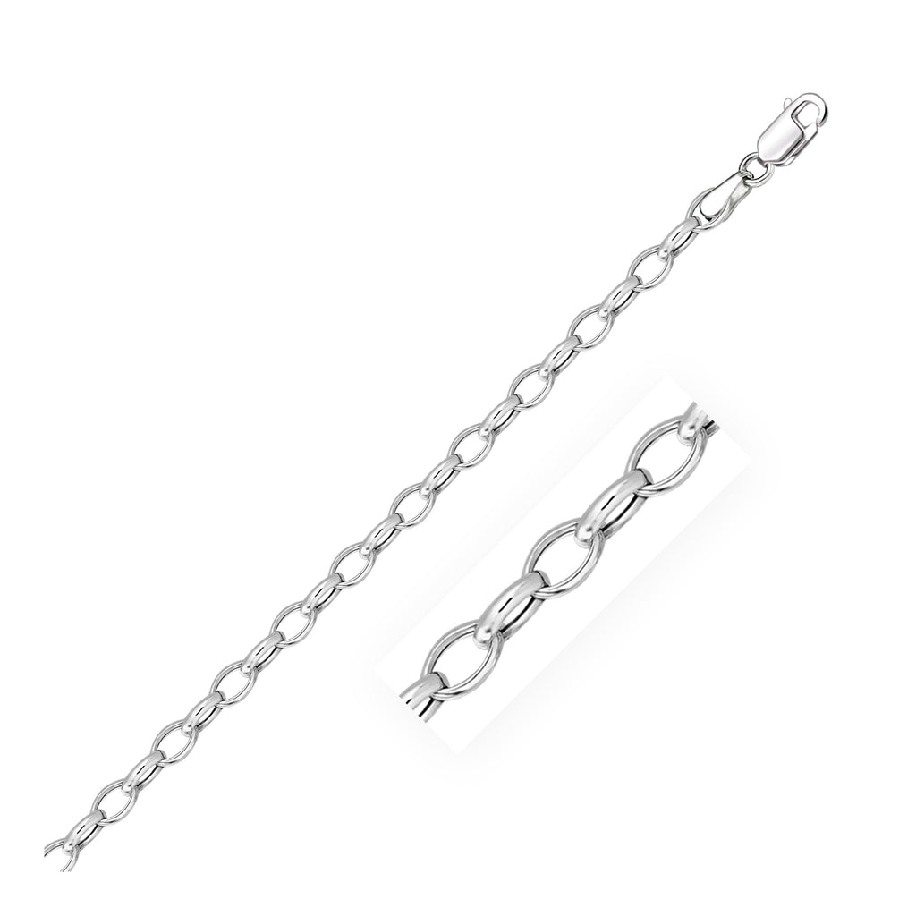 4.6mm 14k White Gold Oval Rolo Bracelet