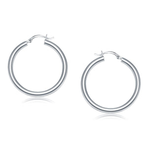 14k White Gold Polished Hoop Earrings (40 mm)