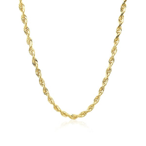 3.0mm 10k Yellow Gold Solid Diamond Cut Rope Chain