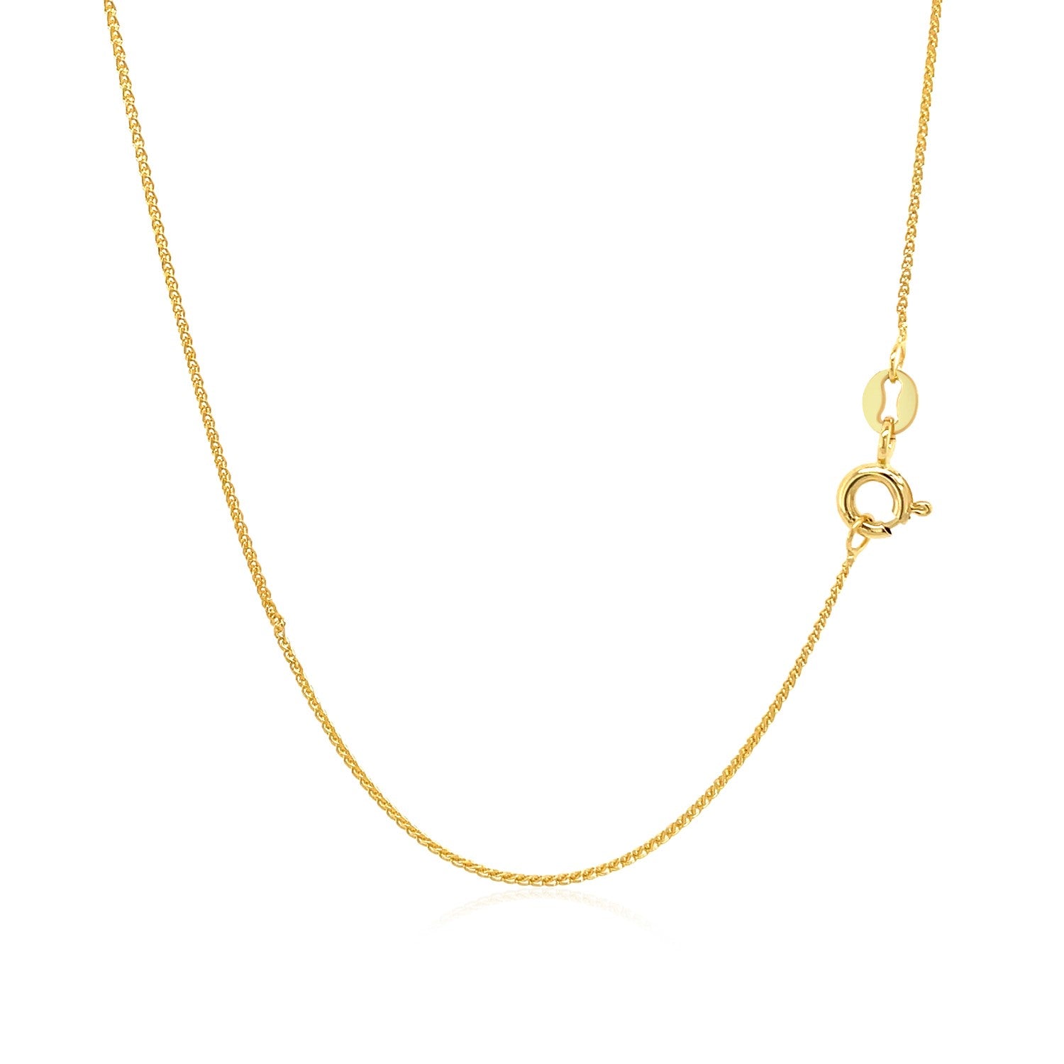 14k Yellow Gold Diamond Cut Round Wheat Chain 0.6mm