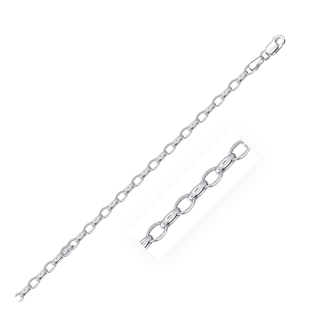 3.2mm 14k White Gold Oval Rolo Bracelet