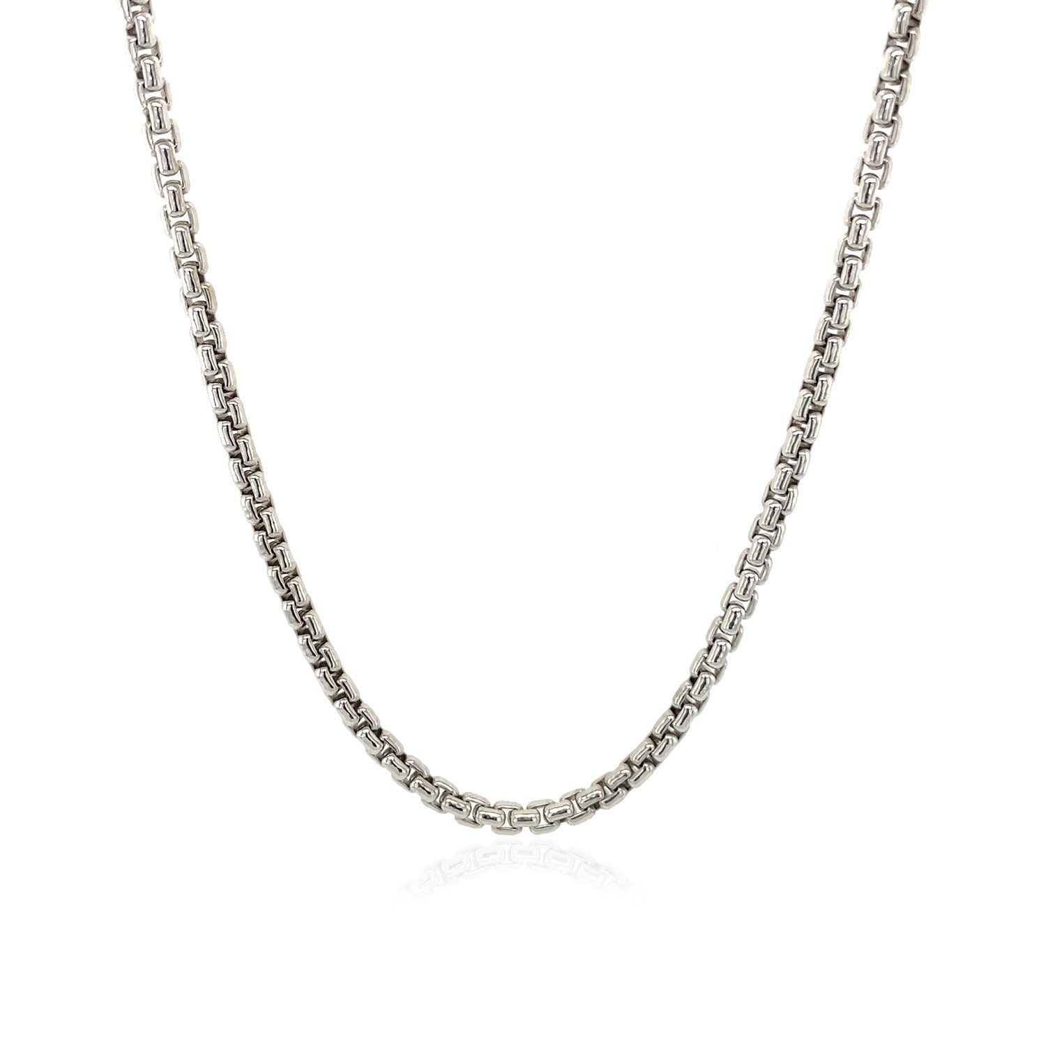 2.4mm 14k White Gold Round Box Chain