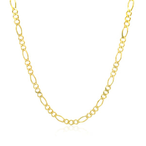 2.8mm 14k Yellow Gold Solid Figaro Chain