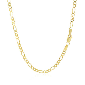 2.8mm 14k Yellow Gold Solid Figaro Chain