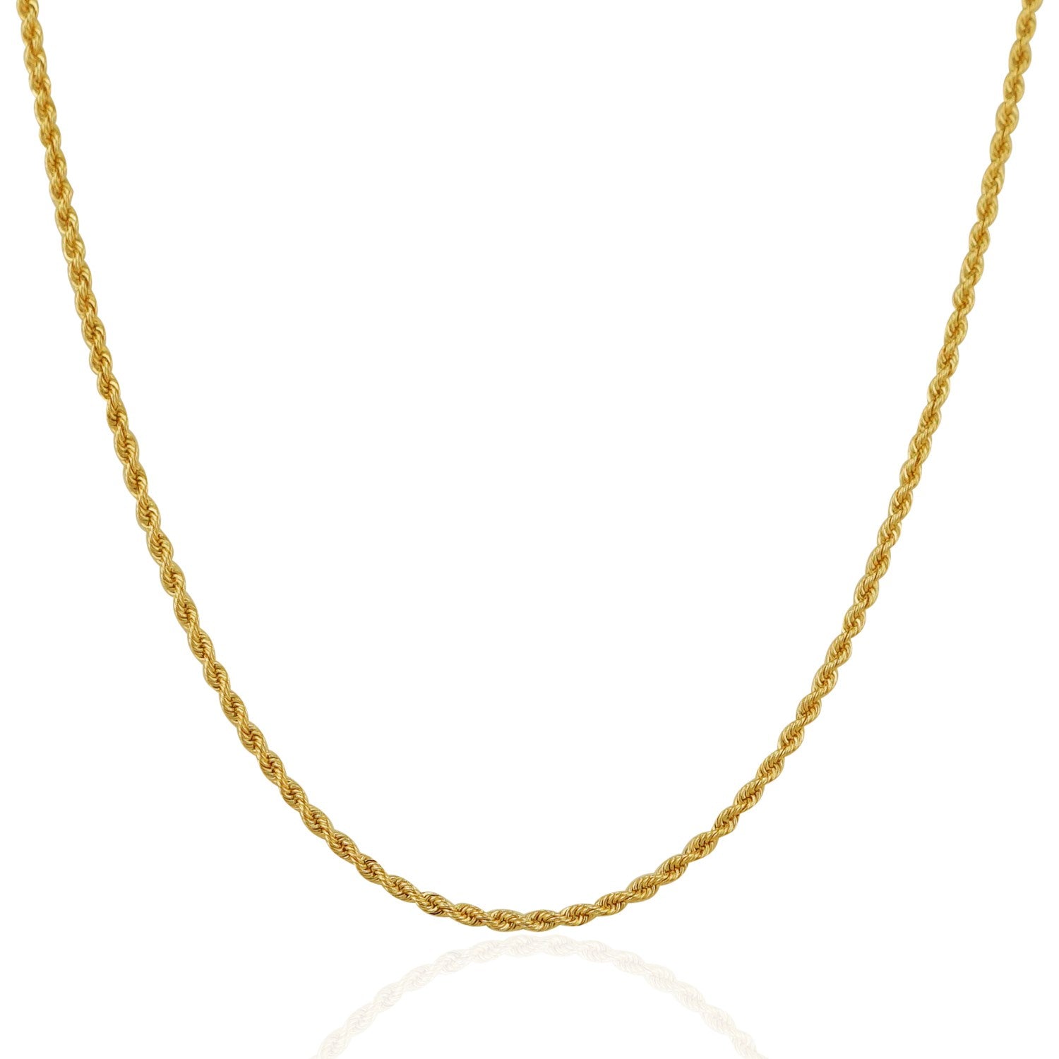 2.0mm 14k Yellow Gold Solid Rope Chain