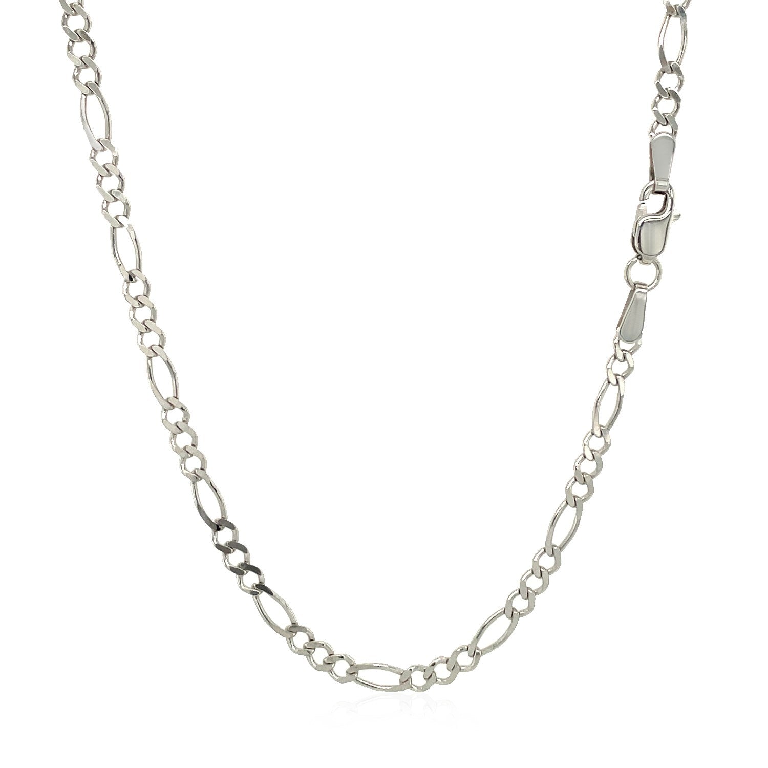 2.6mm 14k White Gold Solid Figaro Chain