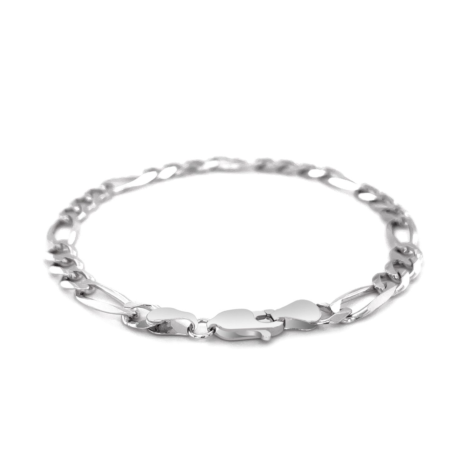 6.0mm 14k White Gold Solid Figaro Bracelet