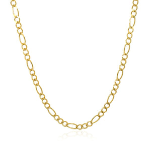 3.0mm 10k Yellow Gold Solid Figaro Chain